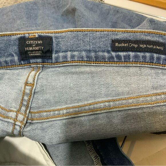 CITIZENS OF HUMANITY Women's Rocket Crop High Rise Skinny Chico Stripe Jean 24 - Picture 5 of 7